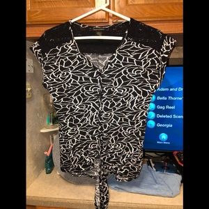 Black and white floral pattern blouse